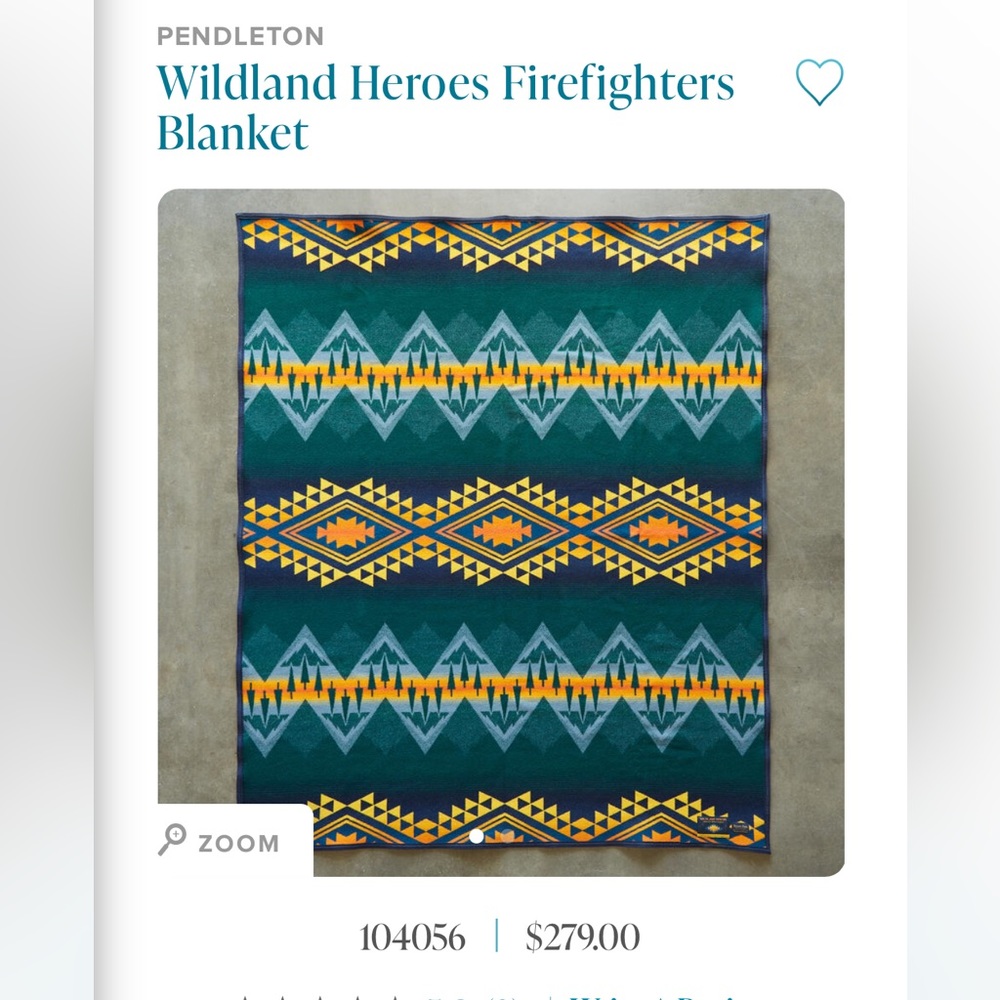 Pendleton Large wildland hero’s  blanket 
64 x 80 inches